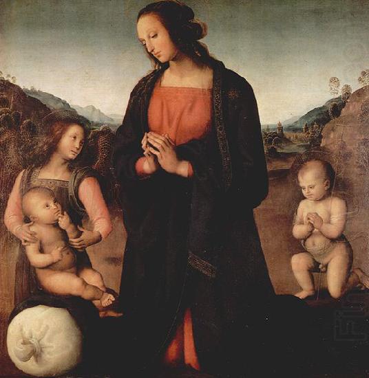 Pietro Perugino Maria, das Christuskind anbetend, mit Johannes dem Taufer und einem Engel oil painting picture